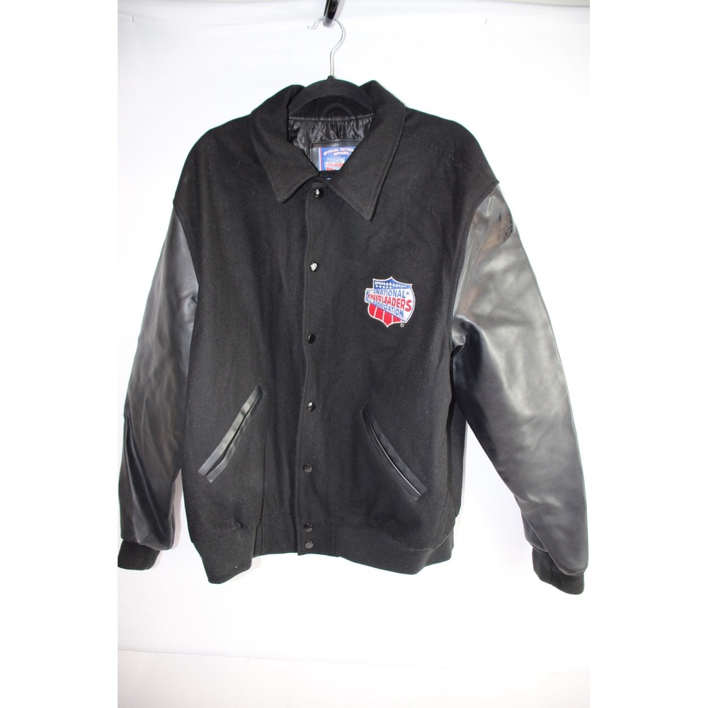 Vintage National Cheerleaders Association Champion Varsity Jacket Black Leather